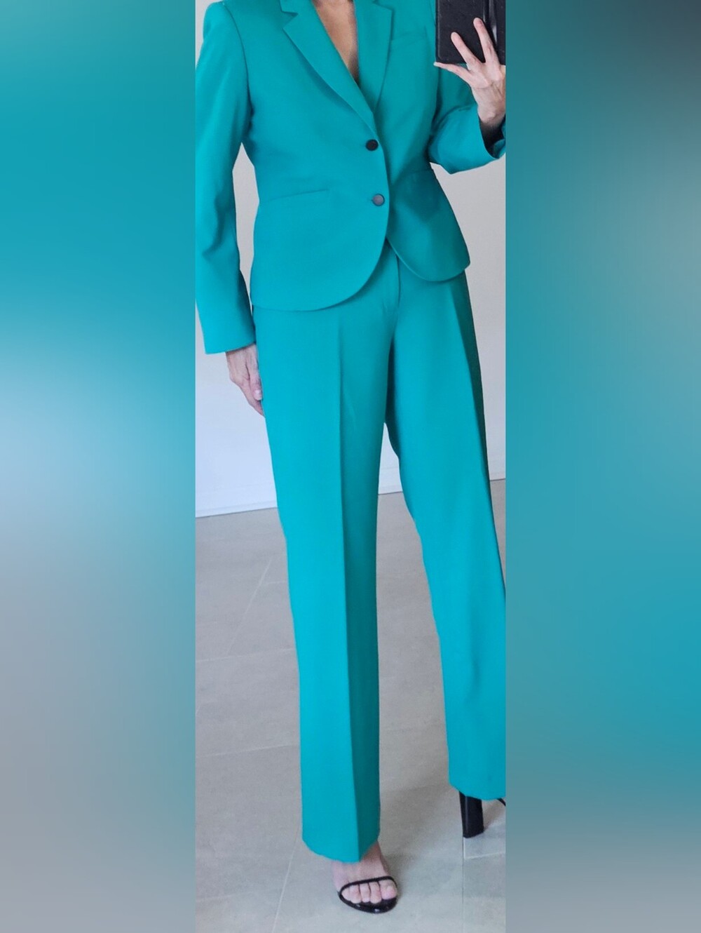 Calvin Klein Women's Teal Straight-Leg Pants Suit